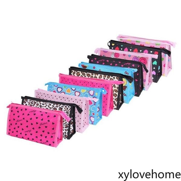 

14 colors simple zip closure washable holder women cosmetic makeup bag cases portable storage bags fashion recycled printed square parcel