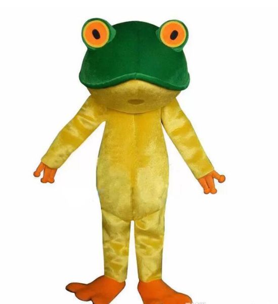 

frog new professional green frog mascot costume fancy dress, Red;yellow