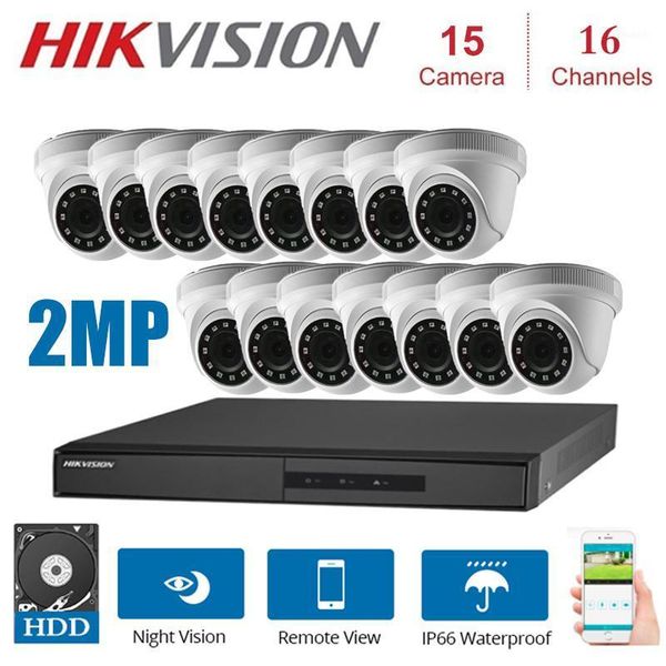 

hikvision 15pcs indoor 2mp 4 in 1 hd night vision camera with16channels surveillance network dvr cctv security system kits1