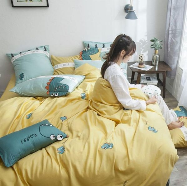 

lovely dinosaur bedding set teen kid,twin full  cotton cartoon single double home textile bed sheet pillow case duvet cover