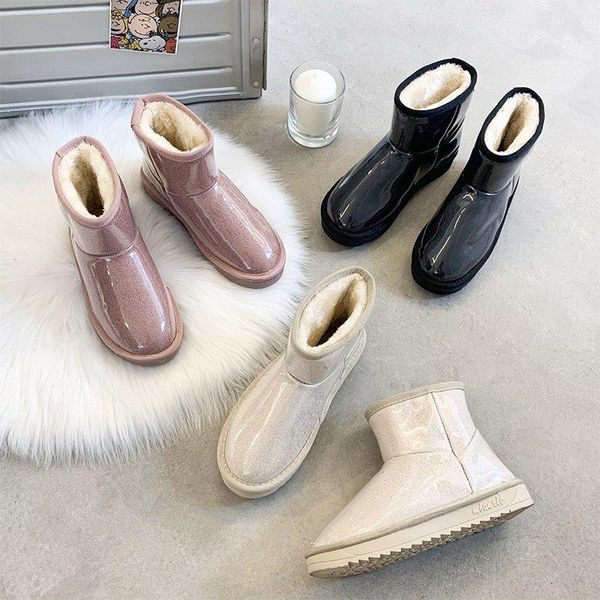 

emma yhbl women boots waterproof snow boots female plush winter women warm ankle winter shoes woman 2020 new, Black