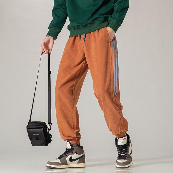

men's pants fashion casual loose harem side striped for men, Black