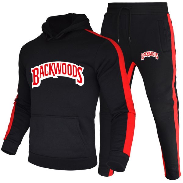 

designer new men's hoodie suit sportswear sweatshirt suit wool hoodie + sweatpants jogging men's pullover sportswear male 3xl, Black