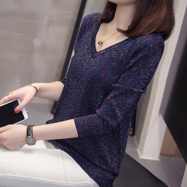 

nkandby plus size multicolor knit pullovers for women autumn winter fashion v neck oversized knitwear jumpers kg-973, White;black