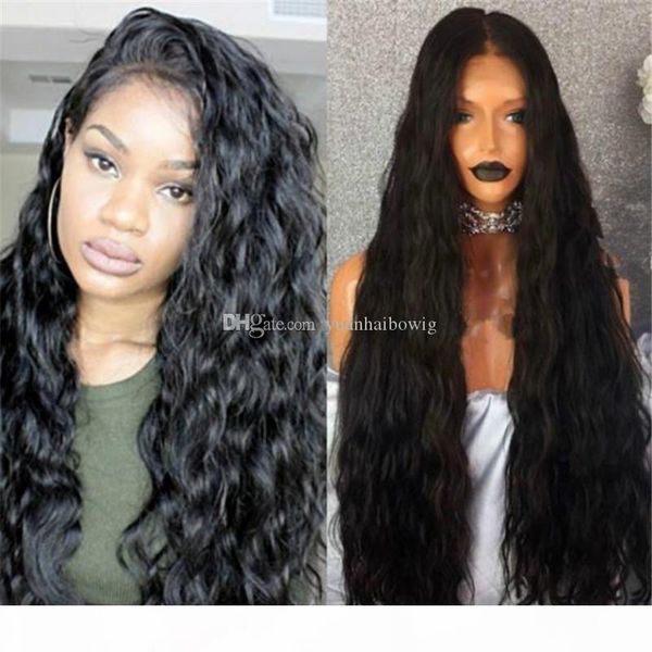 

9a grade long human hair full lace wig natural color wavy indian hair lace front wigs ing, Black;brown