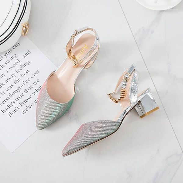 

block heel platform sandals women designer sandals women luxury 2020 elegant pure color bling for party ma61, Black