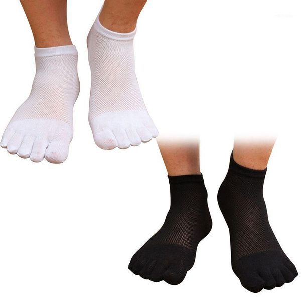 

men five finger low cut short boat socks breathable mesh athletic running sport solid color toes separated hosiery deodorant1, Black