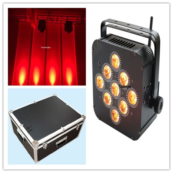 6 mit Ladekoffer, 6-in-1-Akku, kabellos, 9 x 18 W, RGBWA, UV-DJ, flaches LED-Licht, LED-PAR-Fernbedienung