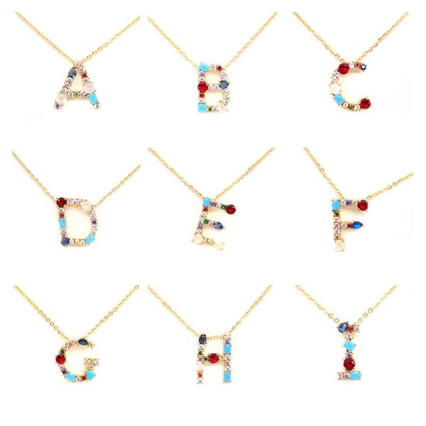 

stainless steel copper necklace gold capital alphabet/ letter message "a-z" multicolour cubic zirconia 45cm(17 6/8") long, 1p, Silver
