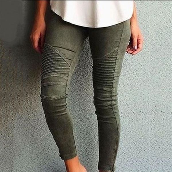 Узкие джинсы женские брюки 2021 Strack Moto Biker Jeans для женщин Улица мода девушки женские брюки Джин тонкий Femme белый зеленый 201223