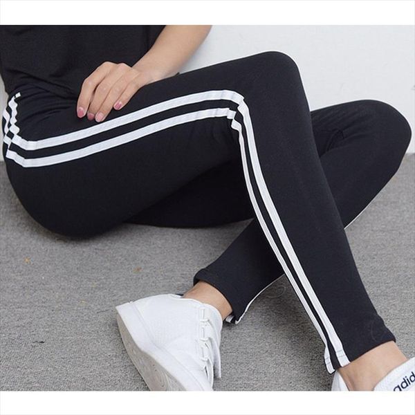 

women plus size 50 xxl slim pencil leggings side stripe modal spring leggings lady summer knee length fitted pant trousers, Black