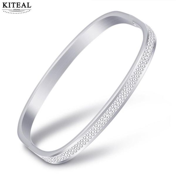 

bangle kiteal silver & gold &rose colors girlfriend charms stainless steel square wedding bracelet jewelry display, Black