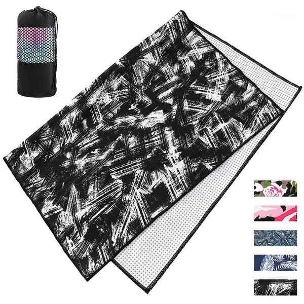 

183*68cm non slip yoga towel blanket fitness mat odor sweat absorbent yoga mat towel for exercise pilates training mesh bag1
