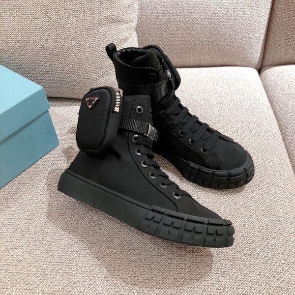 

wheel high-sneakers nylon pouch shoes comfortable luxury leisure shoes, Black