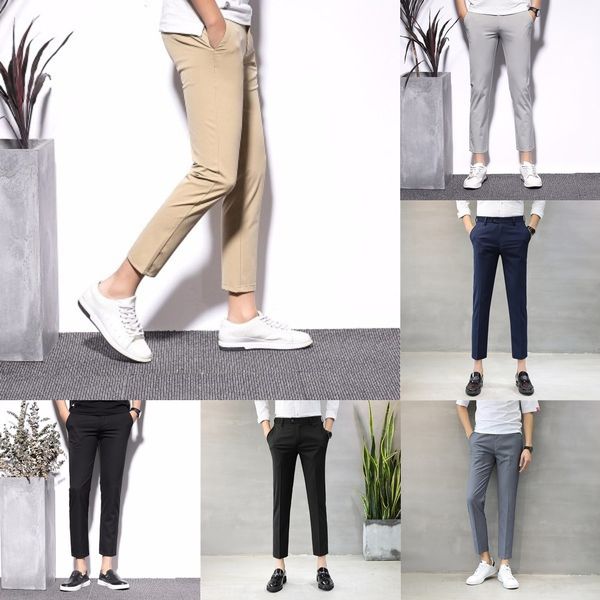 

0ceqf 2020 случайных случайная capris корейской новая эластичные мягкие брюки мужской тенденция slim мужских брюки capris bduqs, Blue
