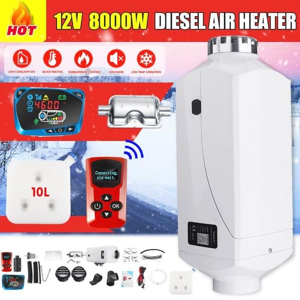 

12v 8kw car heater metal shell 3 air outlet air diesel fuel heater defroster 10l oil tank for truck bus boat accessories1
