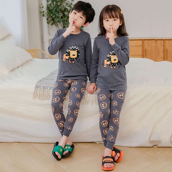 

children's pure autumn set baby underwear boys and girls' cotton round neck home cloth pajamasxraj fl0zfl0z6olm, Blue;red