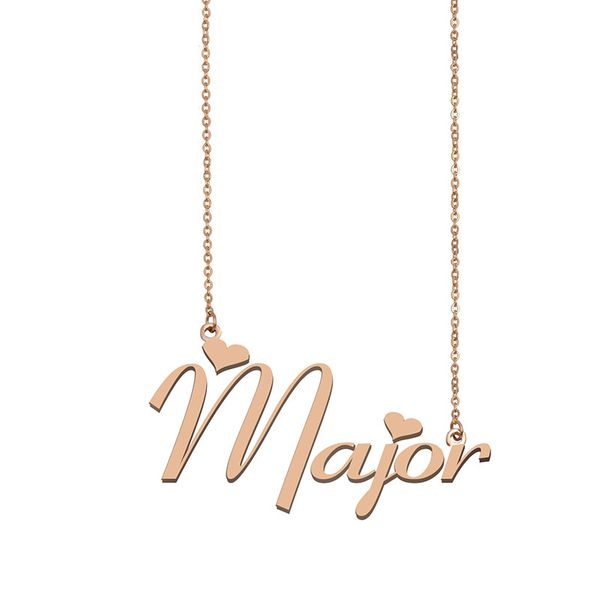 

major name necklace pendant custom personalized for women girls children friends mothers gifts 18k gold plated stainless steel, Silver