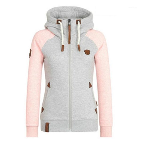 

2020 fashion women new hoodie jacket zip collar zipper sweatshirts long sleeve pullover tracksuits hoodies1, Black