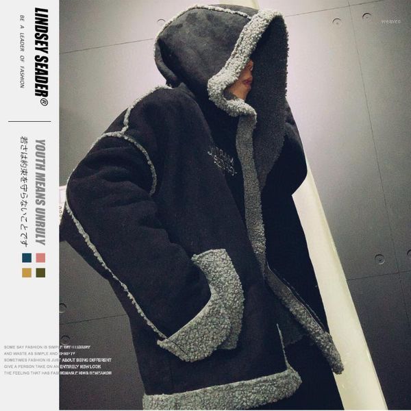 

lindsey seader 2020 hip hop cotton jacket parka colorful streetwear men women harajuku windbreaker warm coat fleece winter zip1, Black;brown