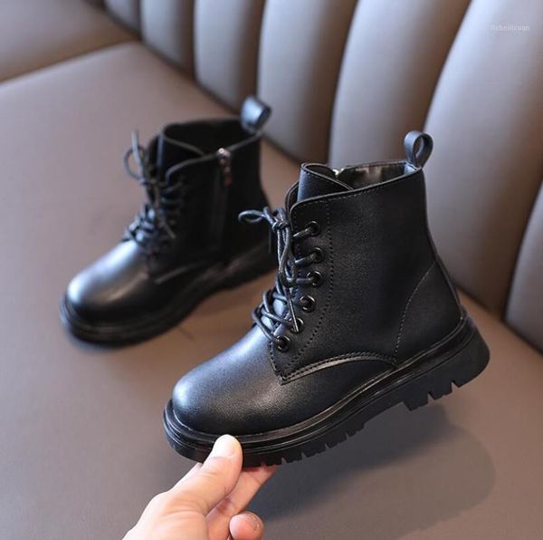 

kids boots boys girls rubber shoes autumn winter pu leather waterproof warm children boot fashion sneaker for girls1, Black;grey