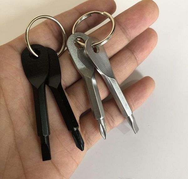 

2022 new keychain screwdrivers 2 colors mini set key ring screwdriver key shape screw driver slotted screwdrivers outdoor pocket edc tools