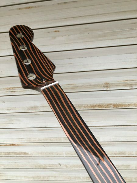 

fretless 4string bass guitar neck zebra wood 20 fret 34inch replacement gloss