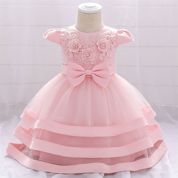 

baby girl summer dresses newborn girl 1 year birthday wedding princess dress flower girl ball gown tutu party dress clothes lj201221, Red;yellow