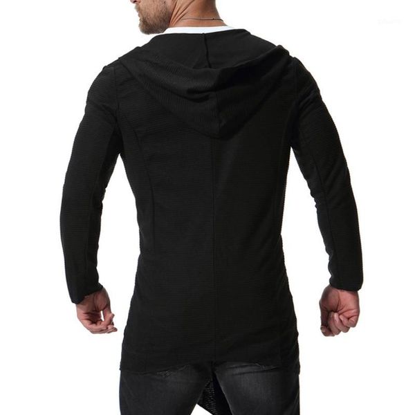 

2019 spring and autumn large size medium and long style unbuckled windbreaker sweatershirts with cap cloak fashion men coat1, Black