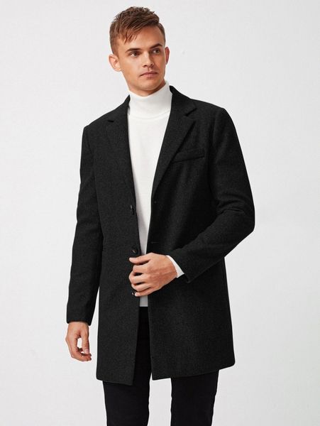 

men notched collar single breasted overcoat c7jo#, Black;brown