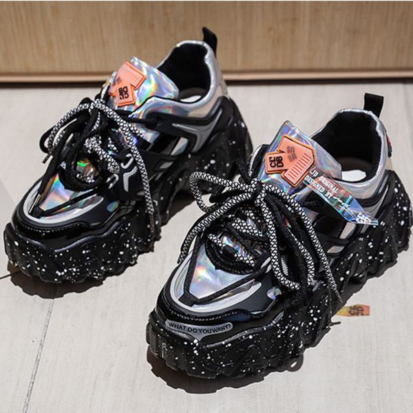 

2021 new chunky designers in women's fashionable casual sports trainer old woman shoes hkqr, Black;white