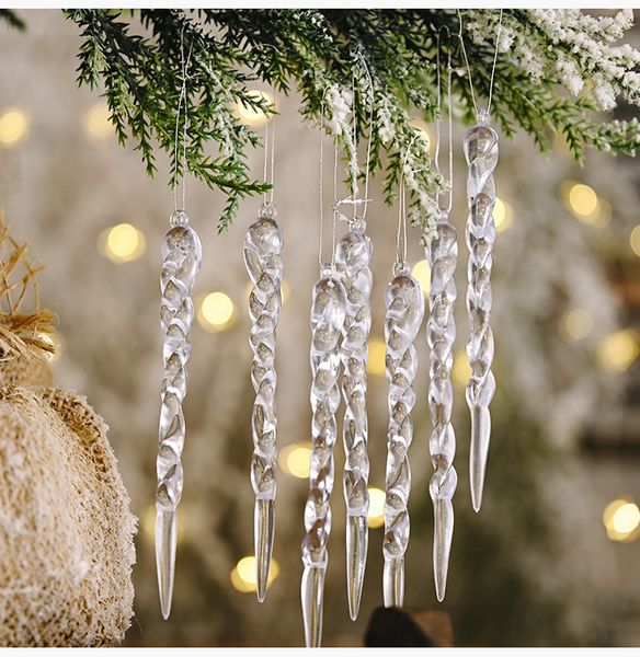 

simulation ice xmas tree hanging ornaments fake icicle props decoration christmas new year home decor supplies dwe525