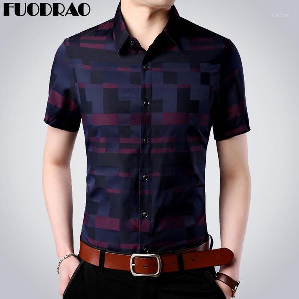 

summer short sleeve shirts men fashion plaid shirt business casual shirts slim fit camisa masculina men clothing e0891, White;black