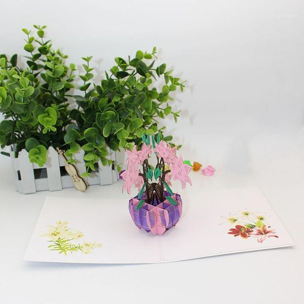 

3d handmade color printed perfume lily valentine's day paper invitation greeting cards father's mother's day postcard gift1