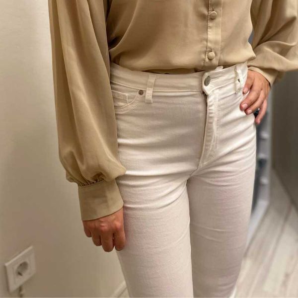 

women's jeans solid color skinny woman white black high waist rendered vintage long trousers femme casual pencil pants denim, Blue