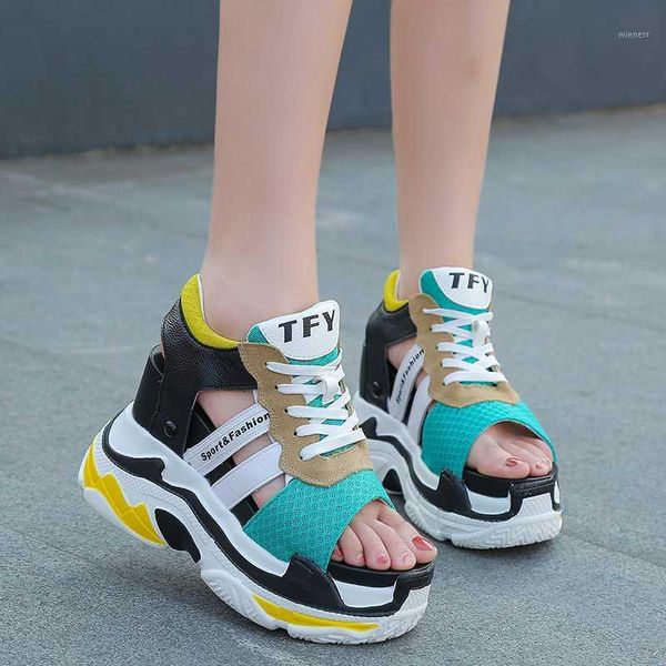 

new 2020 summer platform sandals women wedges thick bottom casual women shoes 11cm comfortable white black sandals sneakers1