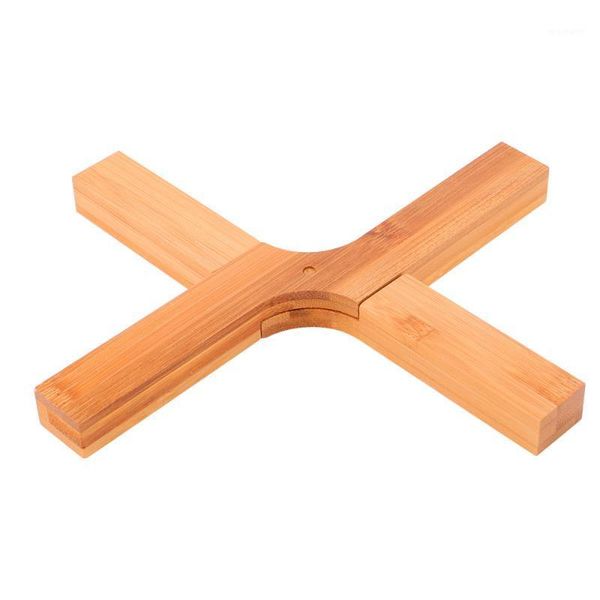 

storage bottles & jars 1pc bamboo bowl mat foldable non-slip household pot holder pad (log color)1