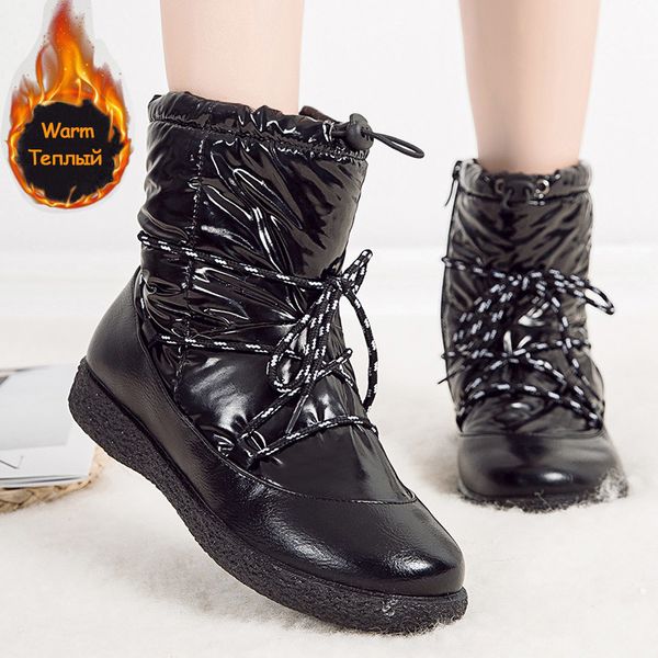 

2020 dwaterproof women's water shoes woman in heels down snow bling mid-calf calf boots mujer more size winter mnim, Black