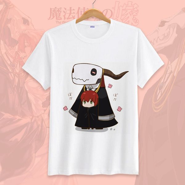 

anime mahoutsukai no yome the ancient magus' bride tee t-shirt couple cartoon short sleeve t shirt tees camiseta 1021, White;black