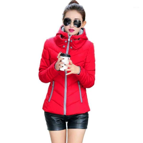 

hooded quilted long sleeve ultra light warm coat trench women down jacket solid autumn short elegant lined winter zippered1, Black