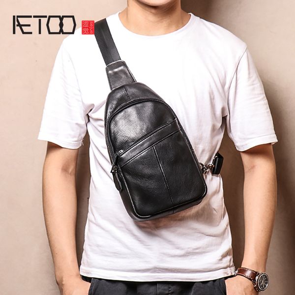 

hbp aetoo men's leather chest bag, simple and versatile outdoor shoulder bag