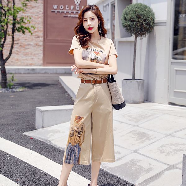 

parts summer wide legged trousers leisure sets of women's clothes 5mzu, White