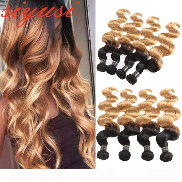 

ombre human hair bundles body wave brazilian hair weave bundles 3 4 bundles deal 10-24 inch remy human hair weave, Black