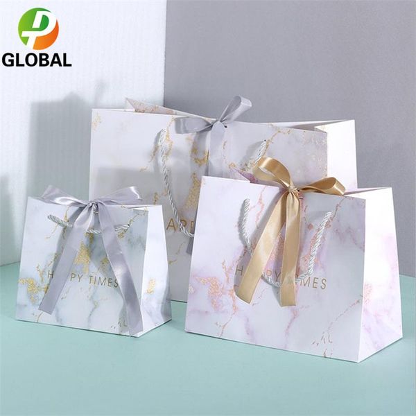 

d&p 100pcs marble paper gift bags garment holiday portable shopping bag business packaging wedding party decoration customizable