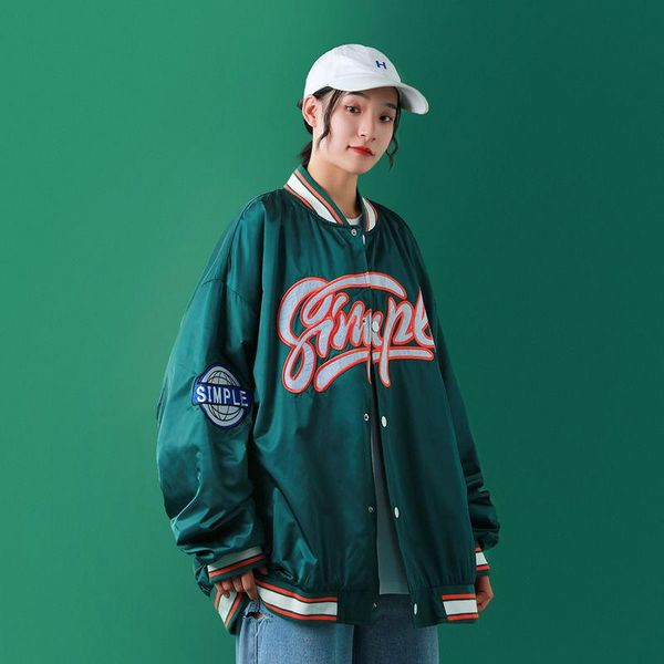 

jackets women loose buttons pockets letter casual embroidered baseball uniform jacket women harajuku daily streetwear womens, Black;brown