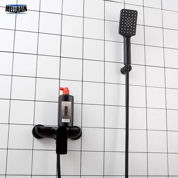 

bathroom black shower faucet wall mounted single way hand hold shower set brass bath water mixer tap ware bbykcb lipper