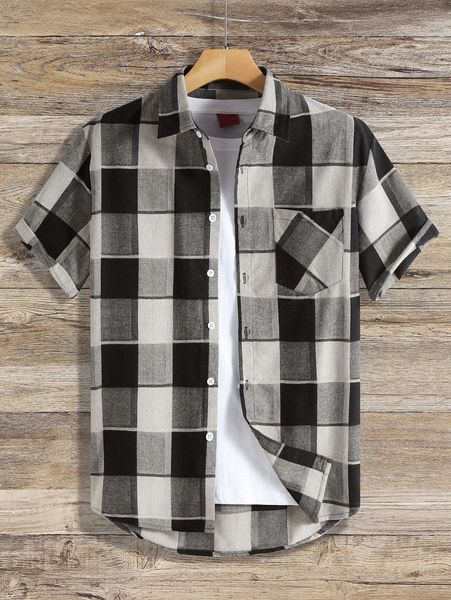 

men plaid pocket front shirt without tee y4wx#, White;black