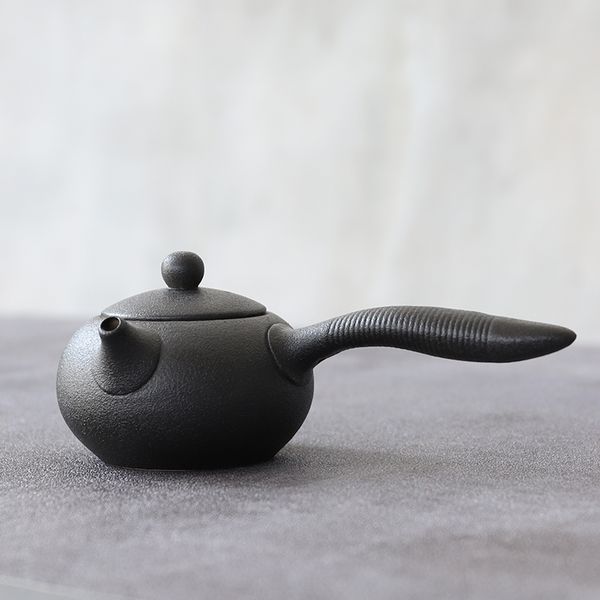 

luwu black ceramic kyusu teapot kettle pot chinese kung fu tea sets 150ml q1218
