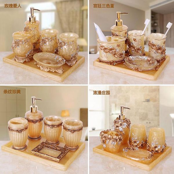 

bath accessory set wedding decoration resin bathroom five-piece washing suit toilet household articles and gifts