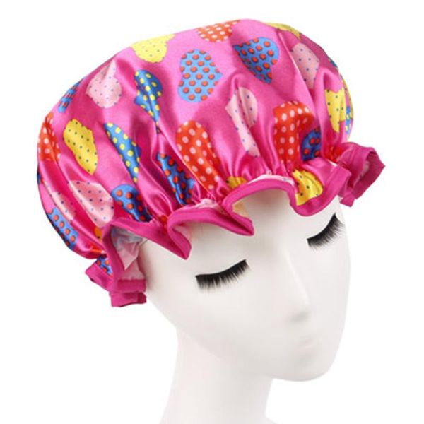 

lovely thick women shower caps colorful double layer bath shower hair cover adults waterproof bathing cap wholesale